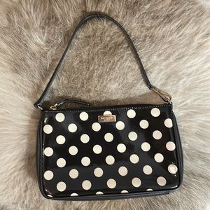 Kate Spade Black & Cream Polka Dot Cow Leather Linet Carlisle Street Wristlet